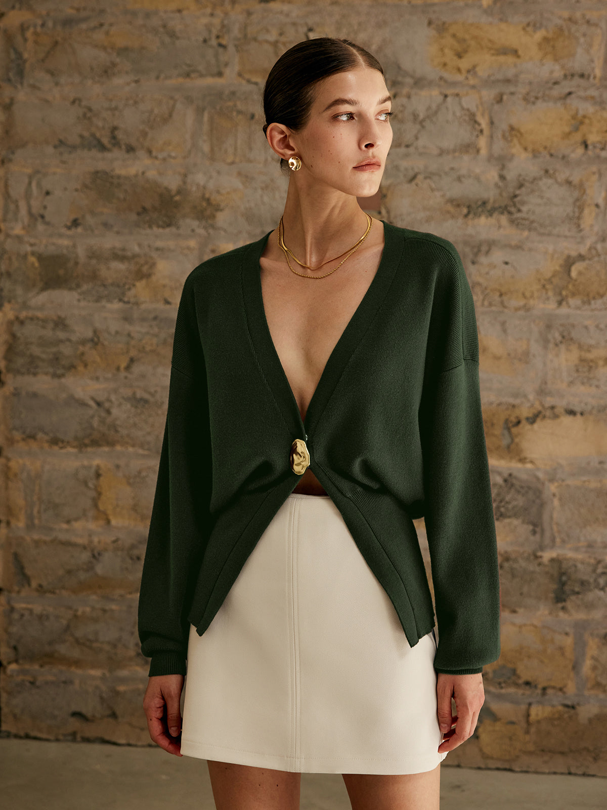 Golden Button Plain Cardigan — image 10