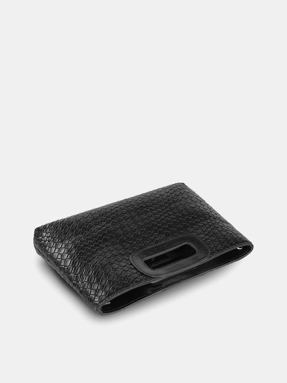 Woven Texture Cutout Handle Clutch Bag, image 3