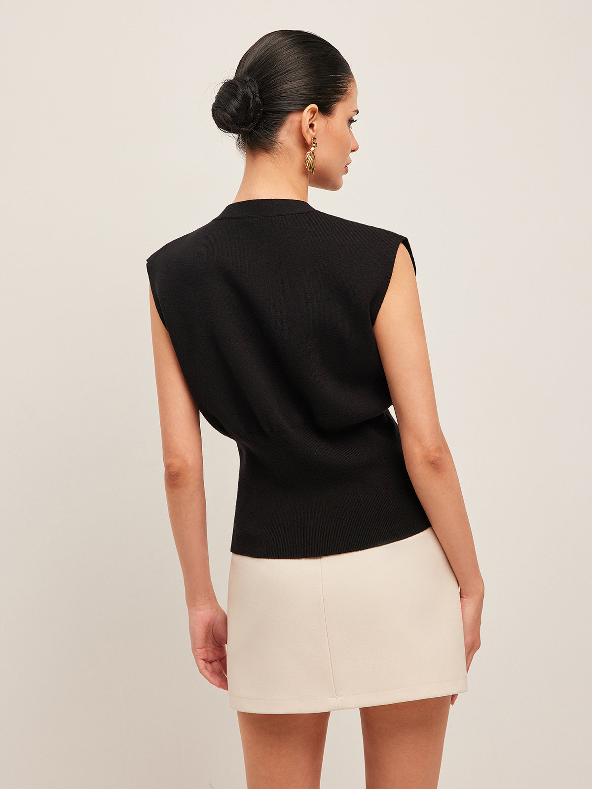 V-Neck Buttoned Detail Sweater Vest — image 3