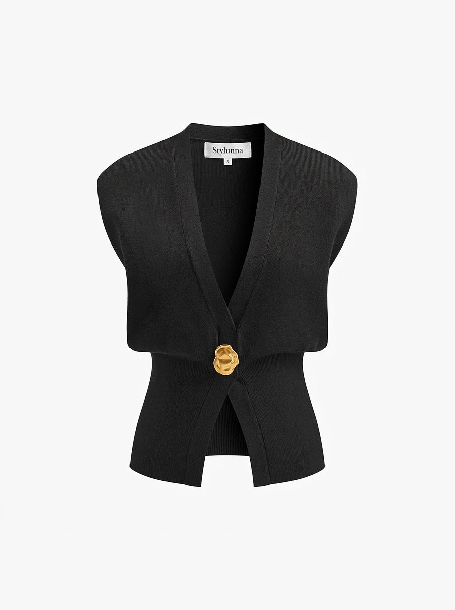 V-Neck Buttoned Detail Sweater Vest — image 7