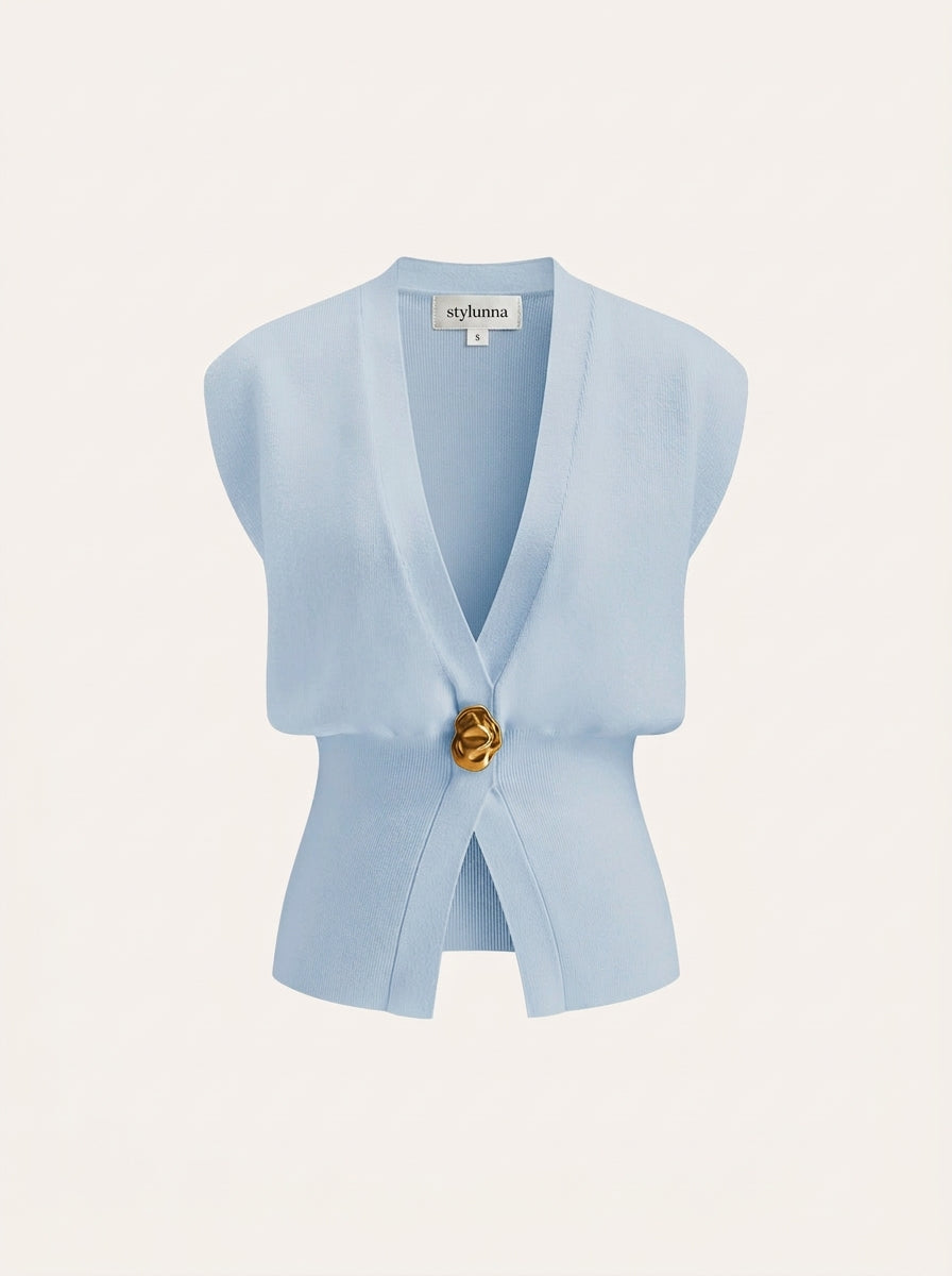 V-Neck Buttoned Detail Sweater Vest — image 10