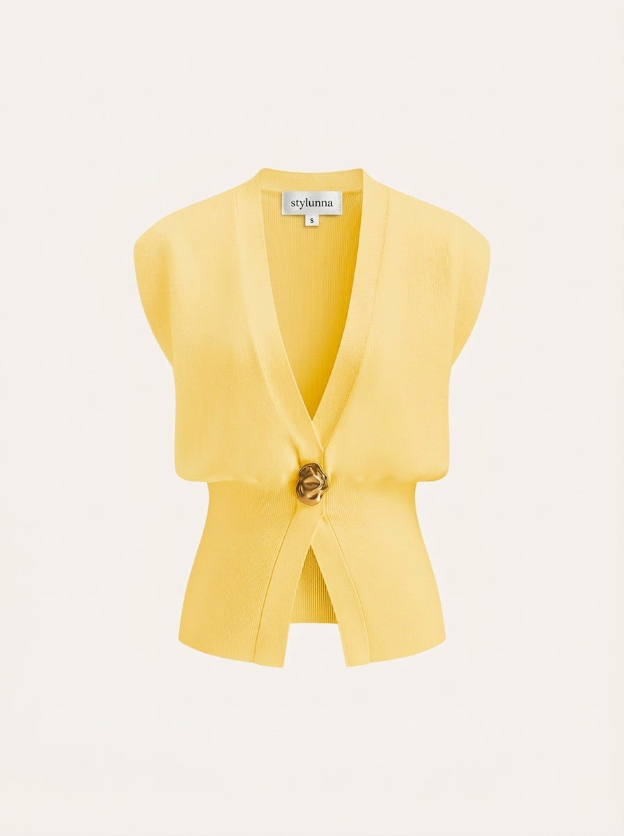 V-Neck Buttoned Detail Sweater Vest — image 11