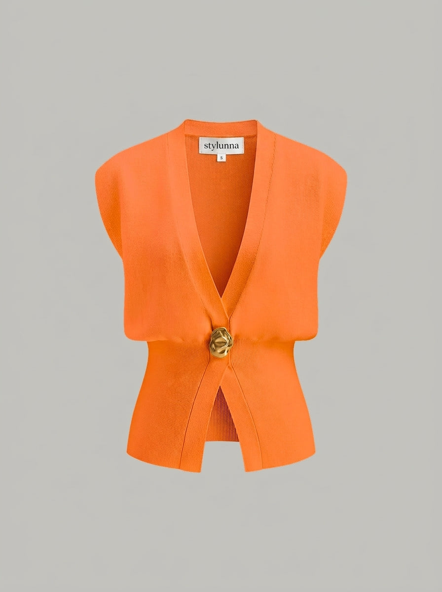 V-Neck Buttoned Detail Sweater Vest — image 12