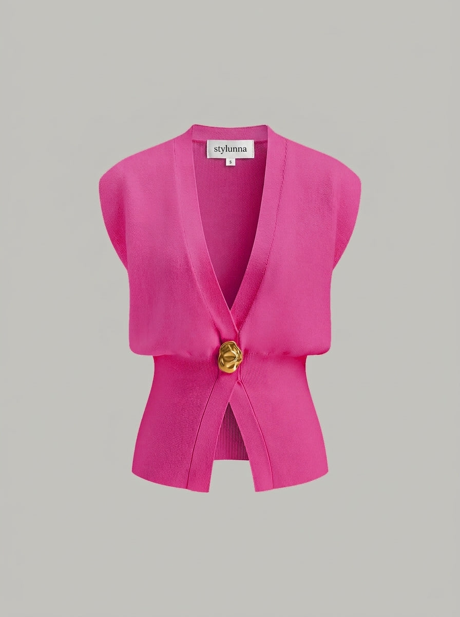 V-Neck Buttoned Detail Sweater Vest — image 13