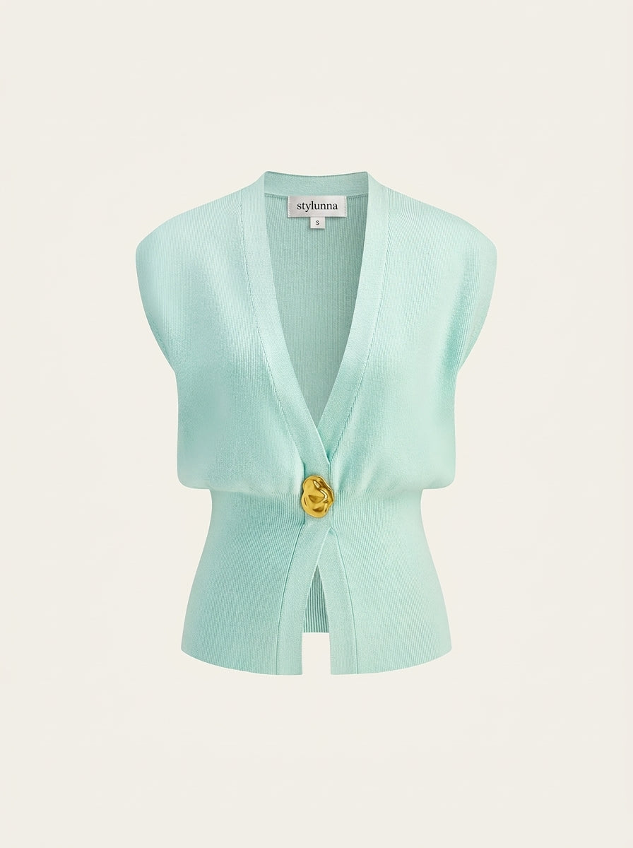 V-Neck Buttoned Detail Sweater Vest — image 14