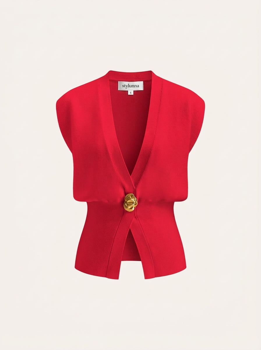 V-Neck Buttoned Detail Sweater Vest — image 15