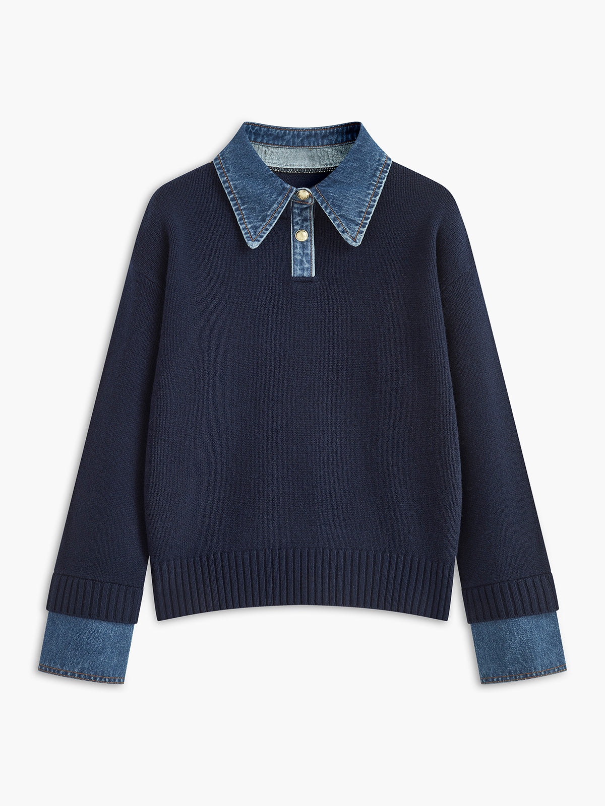 2 in 1 Panel Lapel Relaxed Sweater — image 1