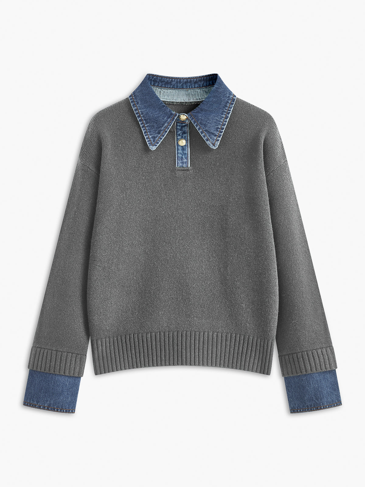 2 in 1 Panel Lapel Relaxed Sweater — image 6