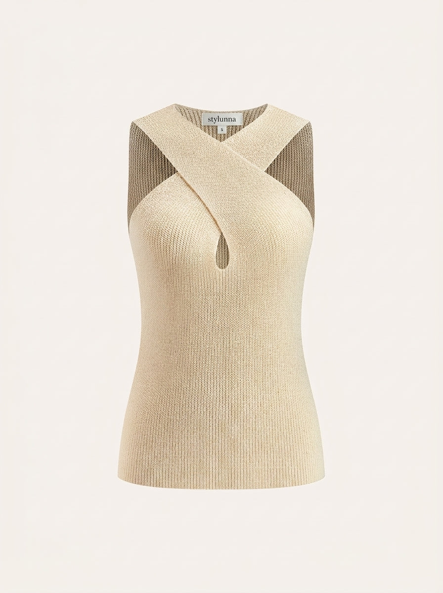 Halter Cross-Over Collar Tank Top — image 3
