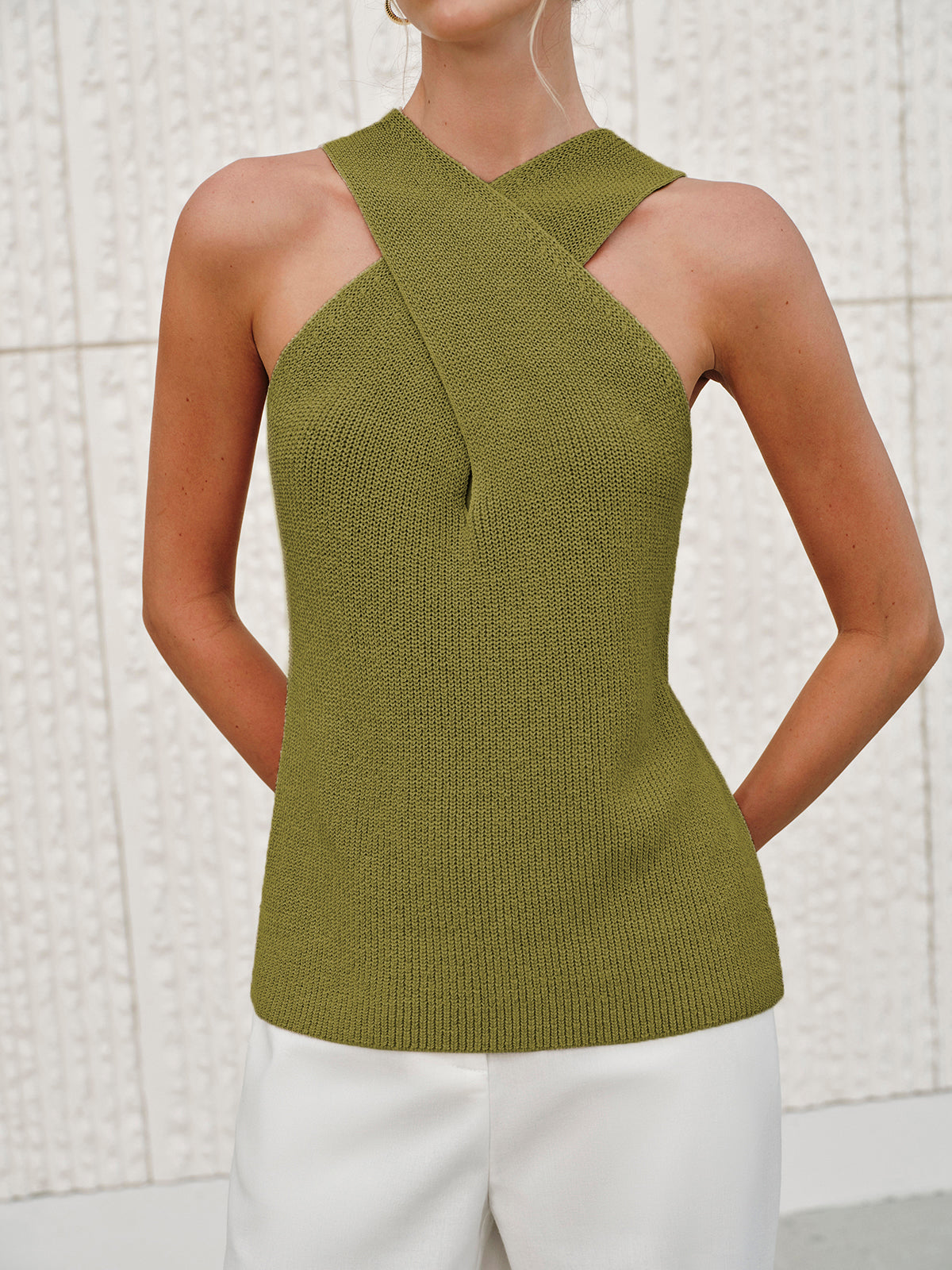 Halter Cross-Over Collar Tank Top — image 14