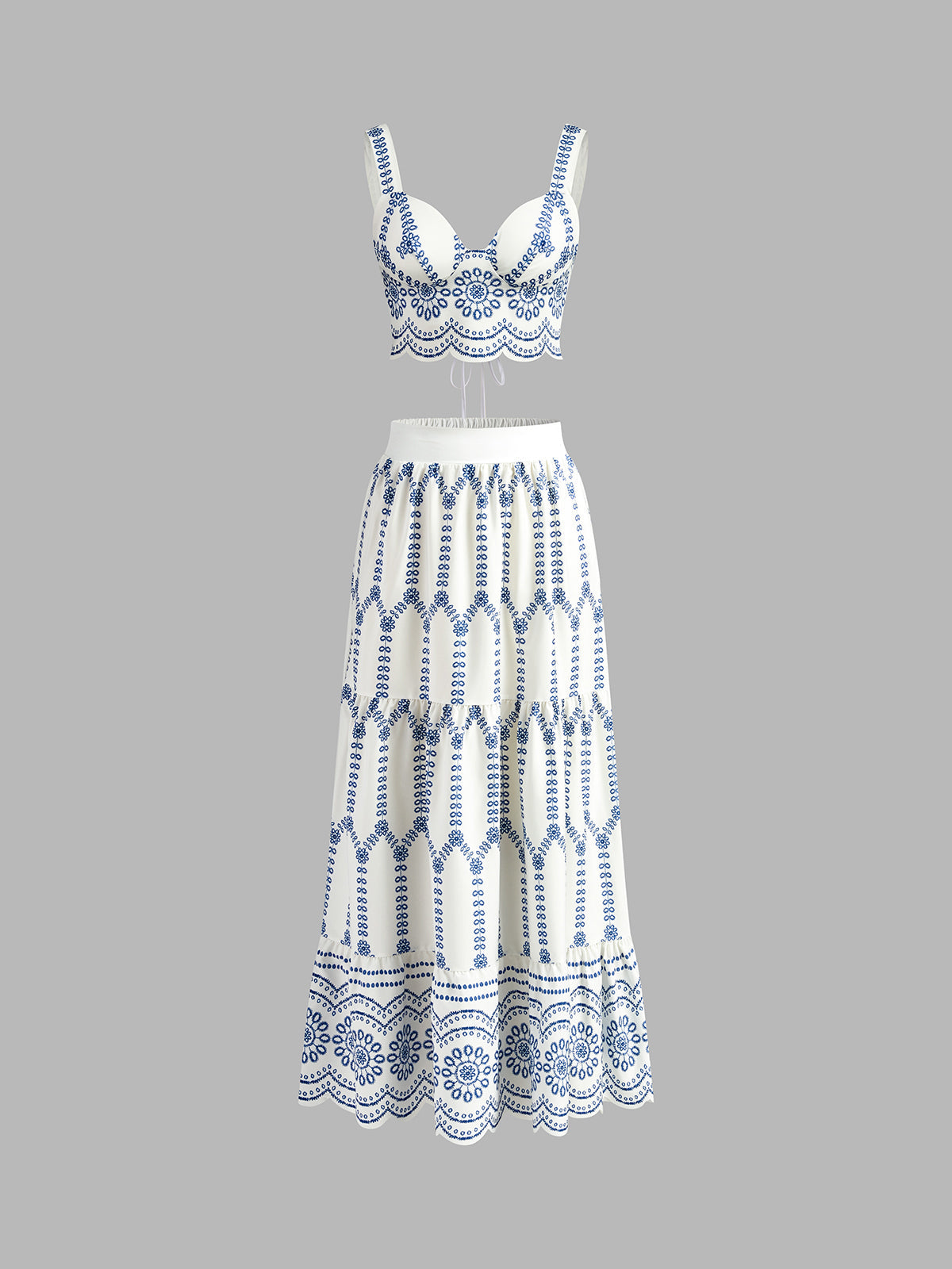 Printed Sleeveless Tie Back Skirt Set — image 1