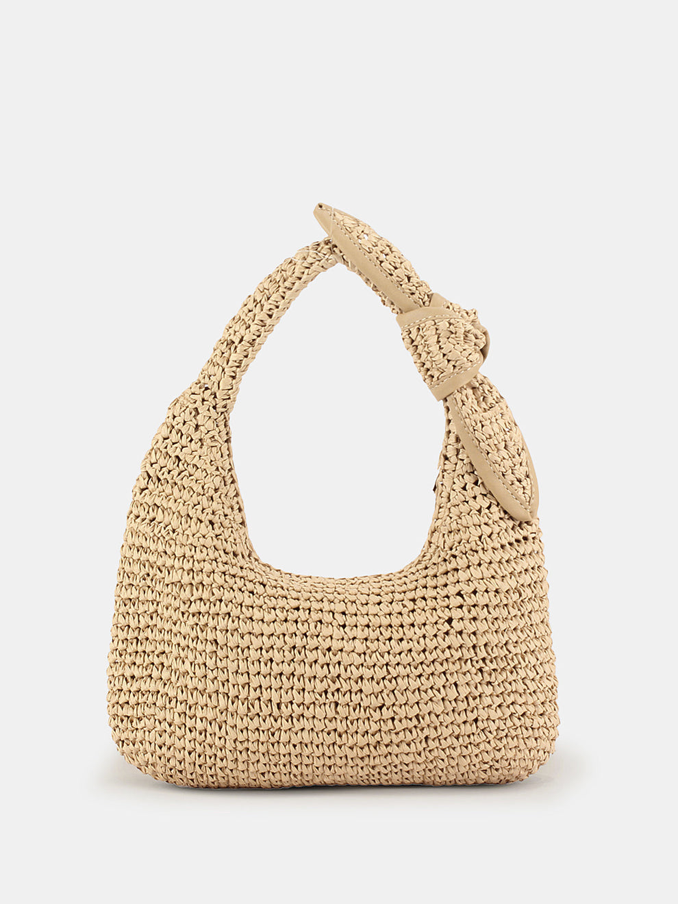 Knotted Handle Straw Hobo Shoulder Bag, image 2