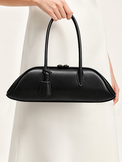 Minimalist Curved Zip‑Top Handbag, image 1