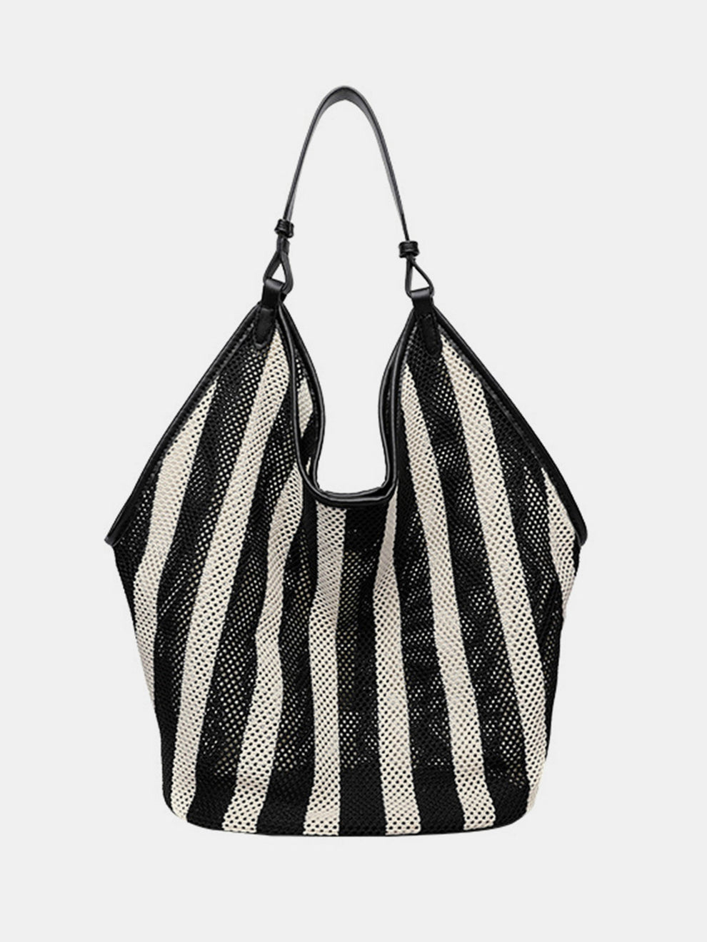 Striped Woven Mesh Hobo Shoulder Bag, image 2