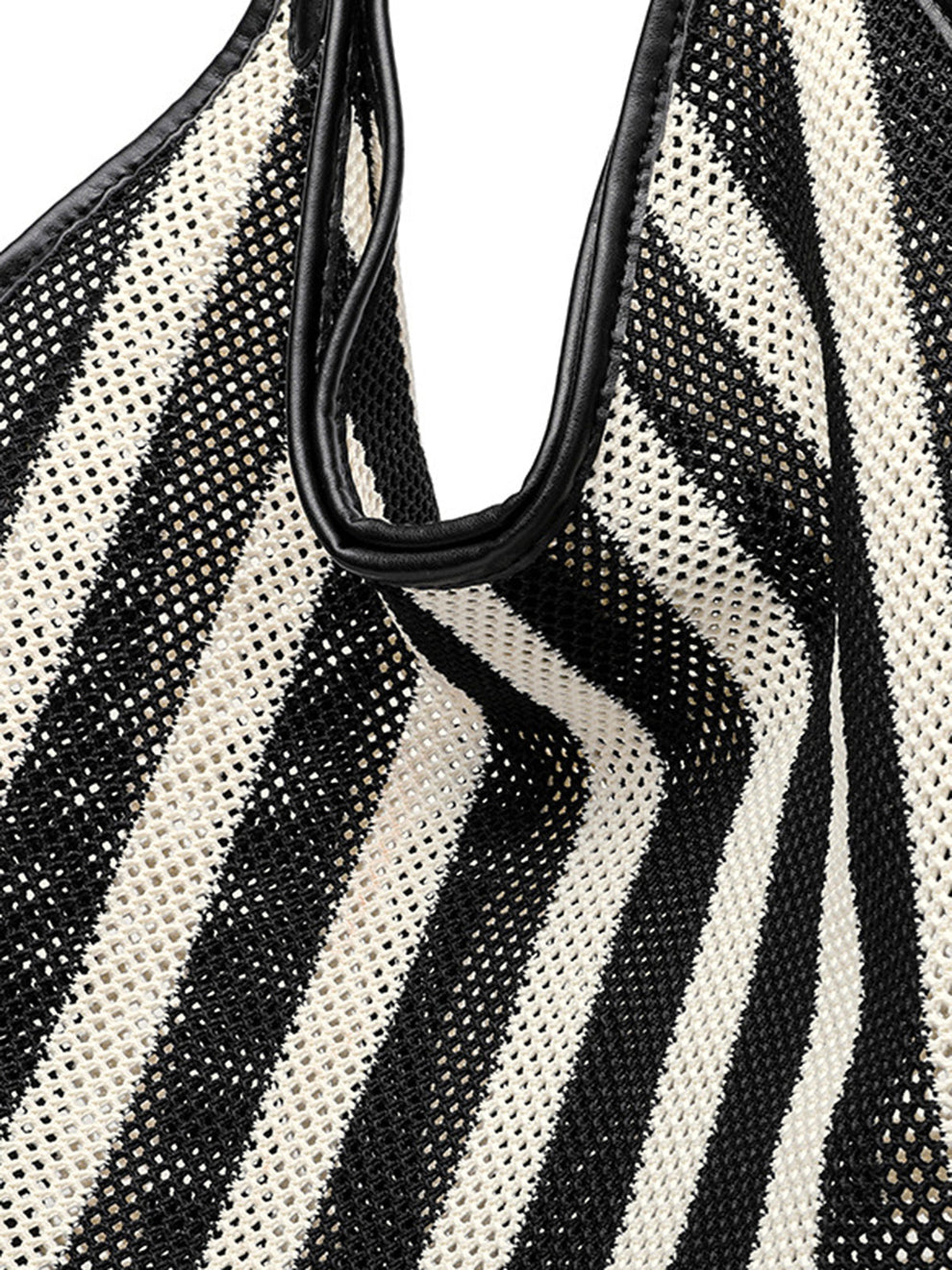 Striped Woven Mesh Hobo Shoulder Bag, image 5