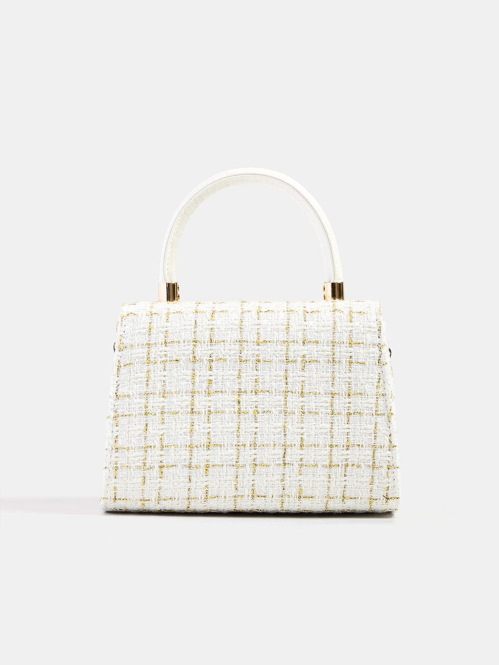 Tweed Plaid Top Handle Handbag, image 4