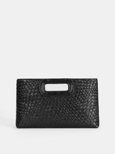 Woven Texture Cutout Handle Clutch Bag, image 1