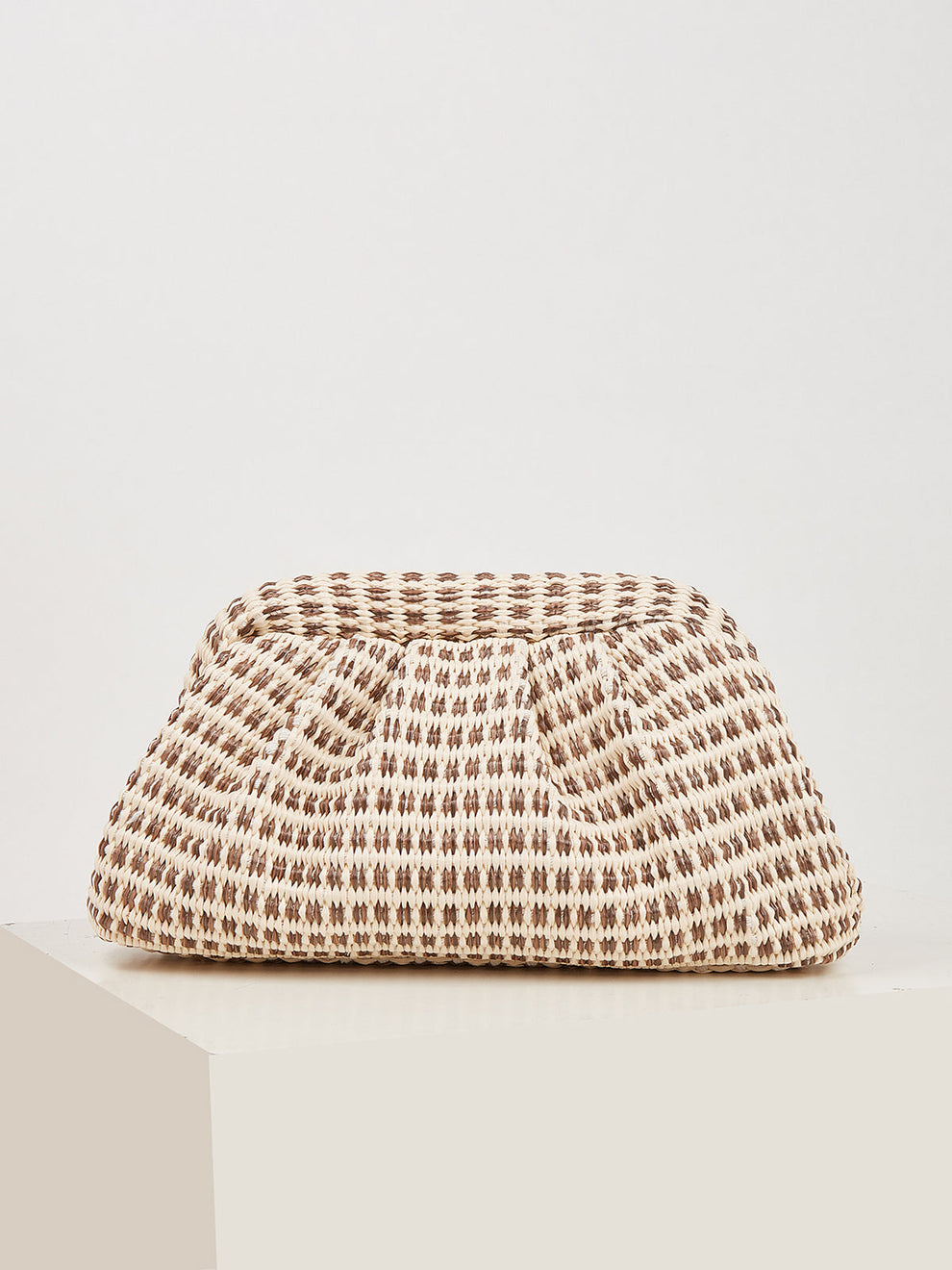 Houndstooth Woven Ruched Clutch Bag, image 5