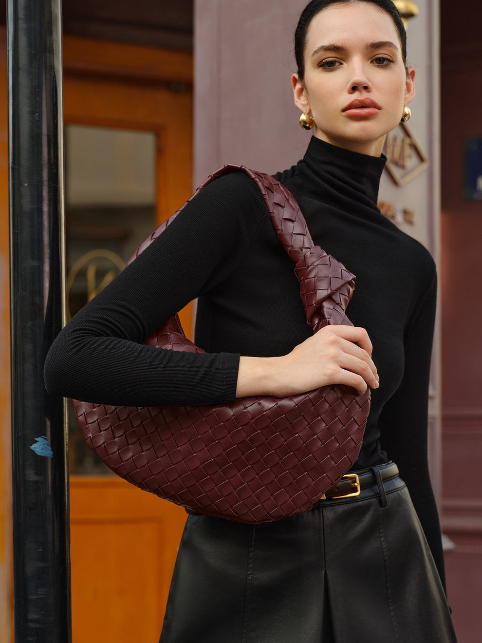 Croissant Knotted Braided Shoulder Bag, image 3