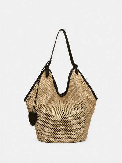 Straw Woven Large Capacity Hobo Tote Bag, image 1