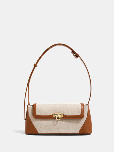 Vintage Lock Clasp Baguette Shoulder Bag, image 1