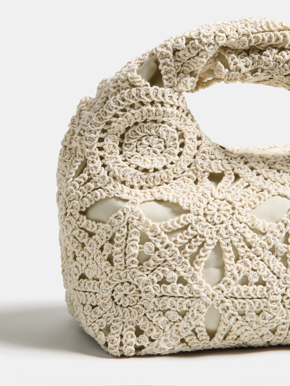Crochet Hollow Handheld Hobo Bag, image 4