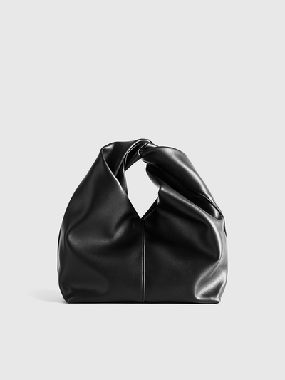 PU Leather Handbag with Twisted Top Handle, image 1