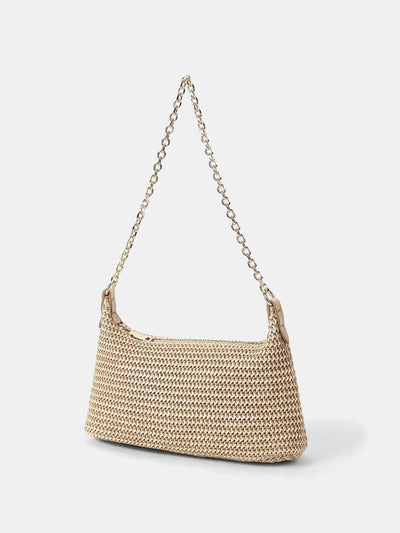 Straw Woven Chain Strap Shoulder Bag, image 1