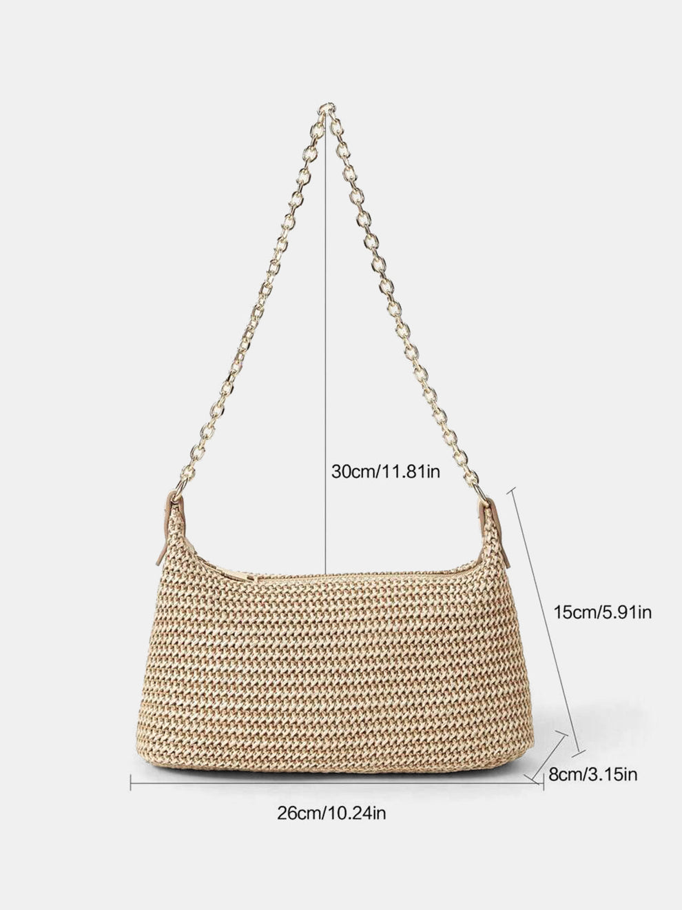 Straw Woven Chain Strap Shoulder Bag, image 5