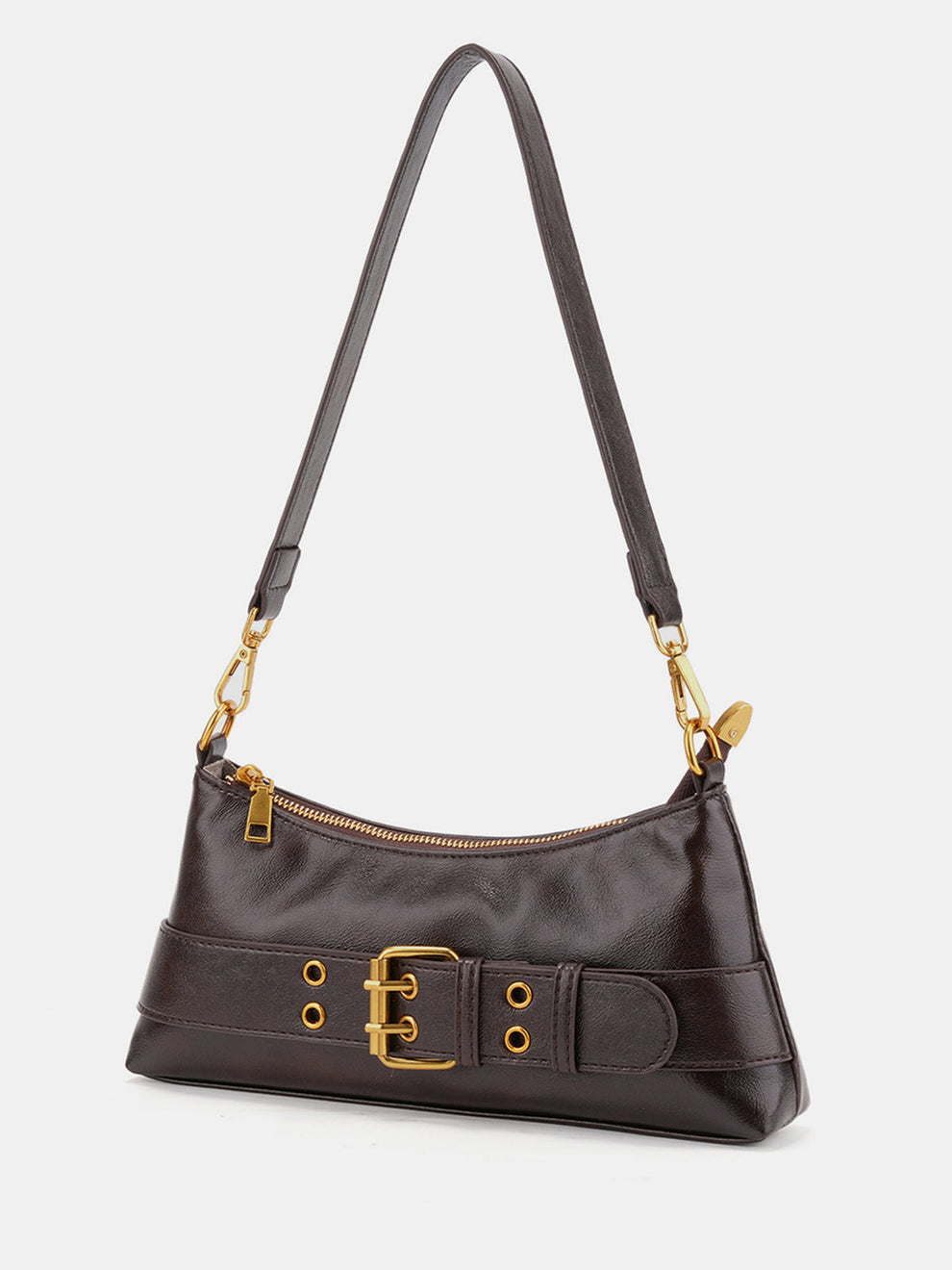 Buckle Detail Vintage Baguette Shoulder Bag, image 2