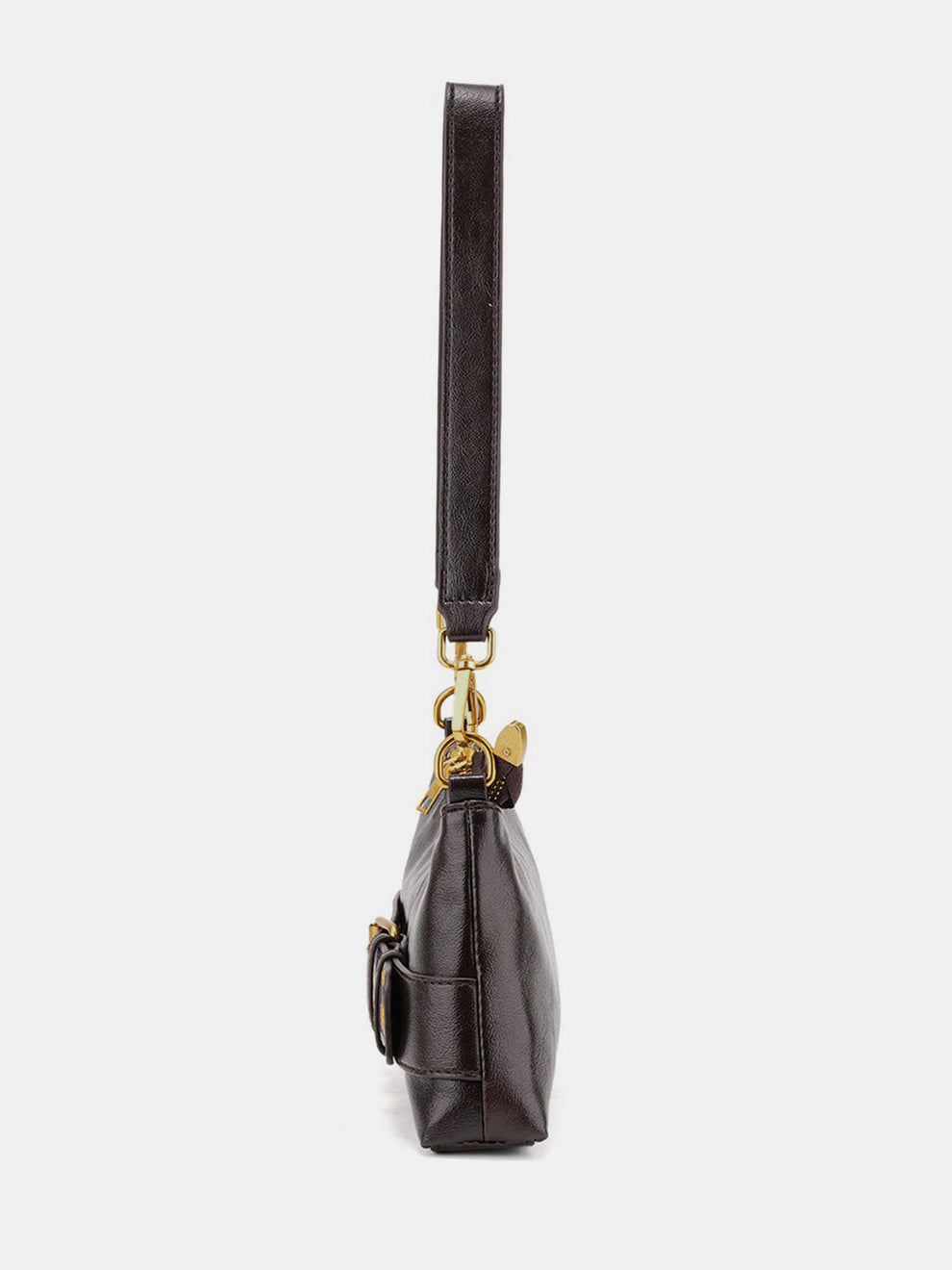 Buckle Detail Vintage Baguette Shoulder Bag, image 4