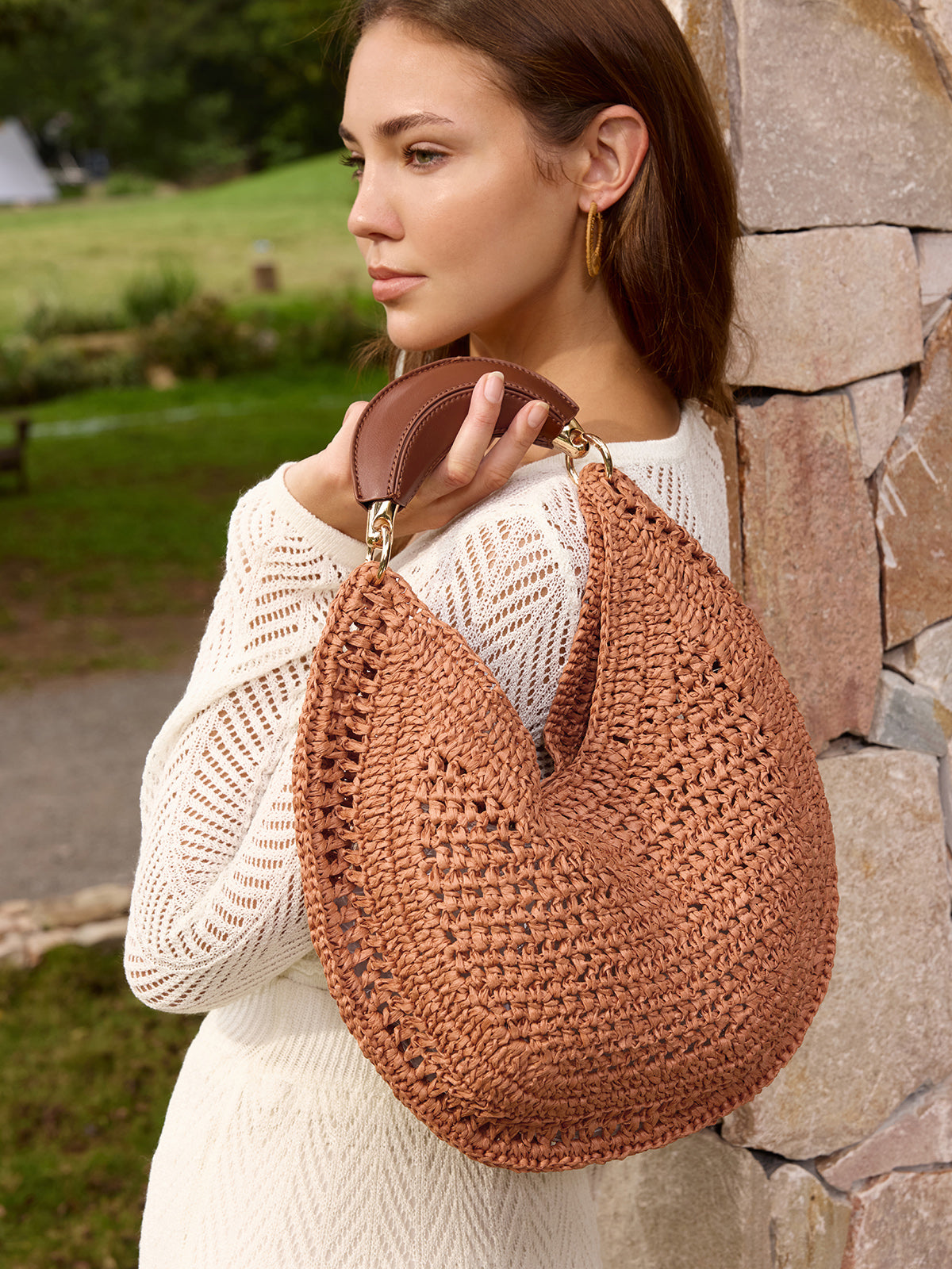 Straw Woven Hobo Shoulder Bag, image 3