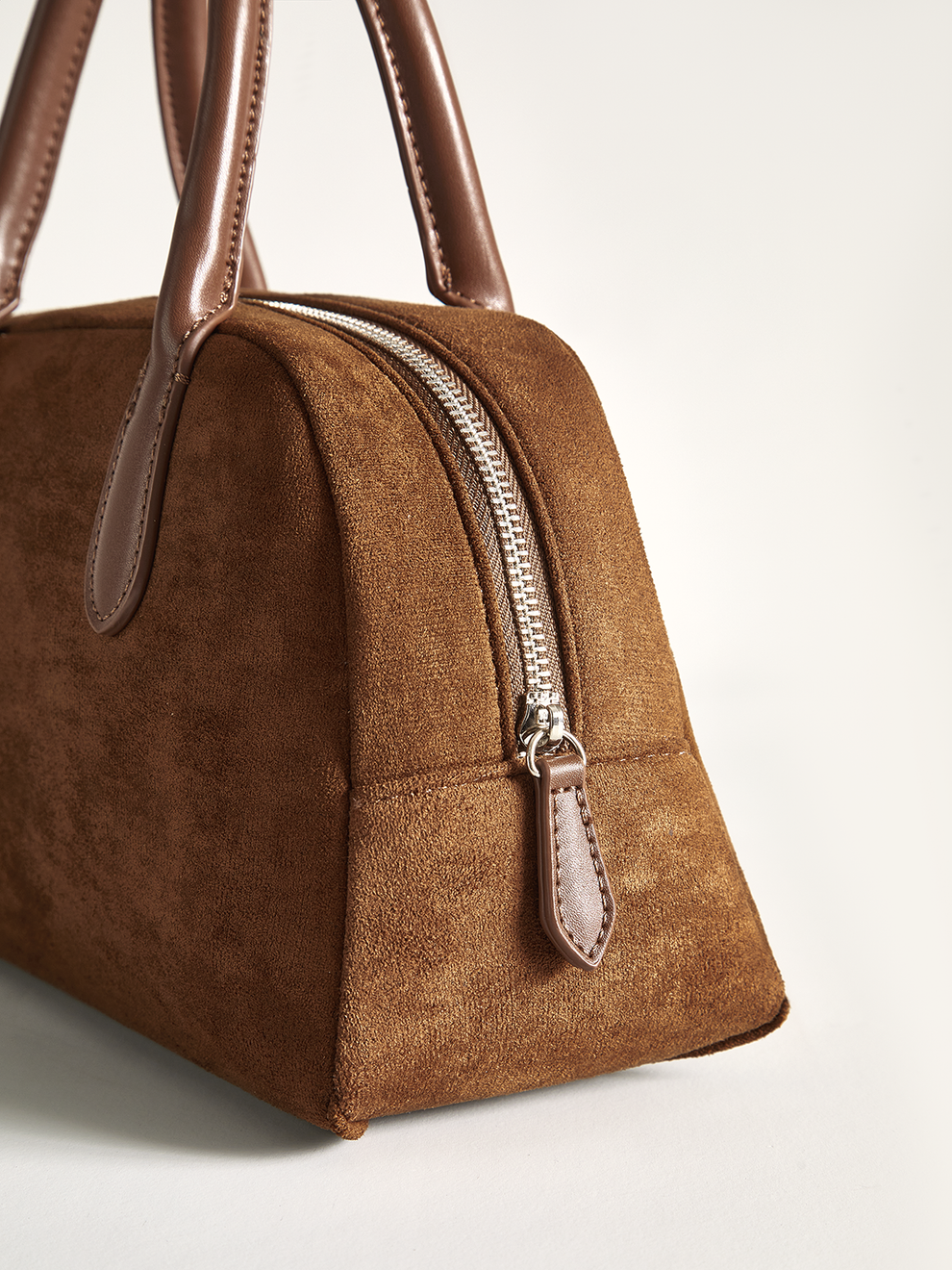 Suede Dome Top Handle Bag, image 3
