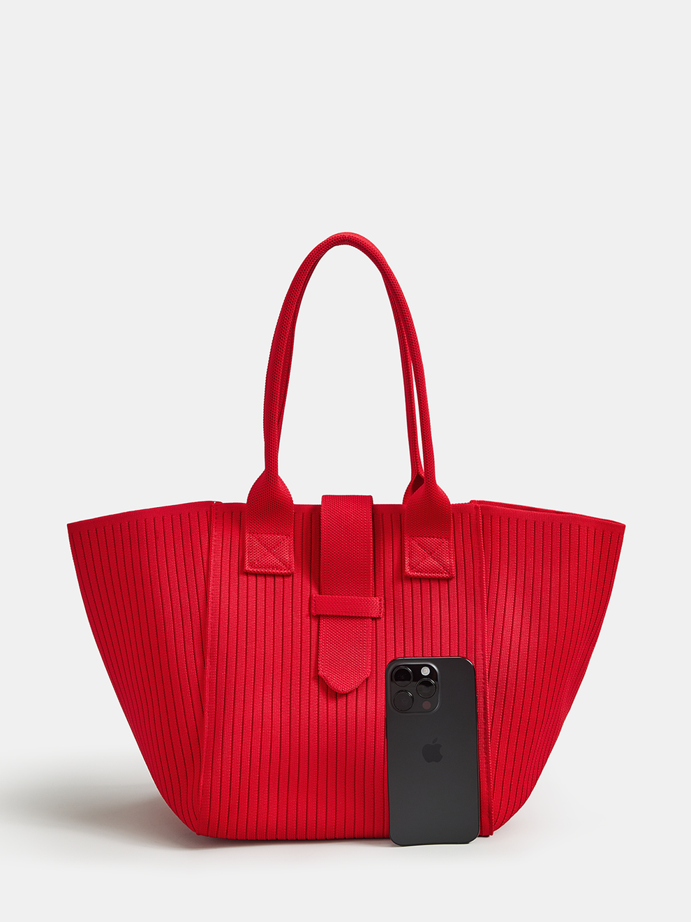 Ribbed Knitted Large Casual Tote Handbag, image 2